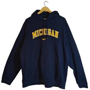 Nike Michigan Wolverines Hoodie Navy Yellow Swoosh Collegiate Mens XXL